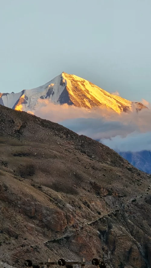Spiti Valley snow-capped Himalayan peak at sunrise featured in Himachal Pradesh tour packages