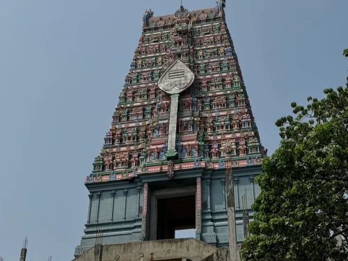 Sri Nageswaraswamy Temple, ancient Shiva temple with colorful Dravidian gopuram architecture in Kumbakonam