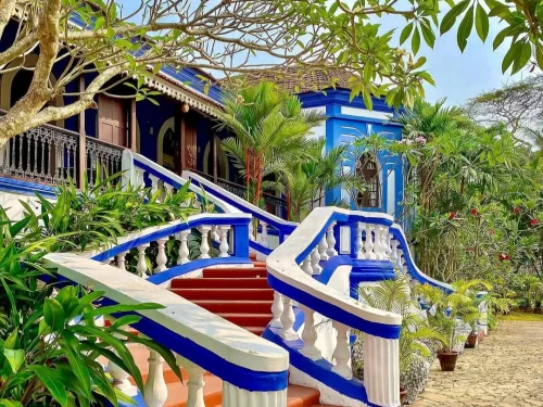 Sunaparanta Goa Centre for the Arts Panaji heritage villa with vibrant blue facade and art gallery space