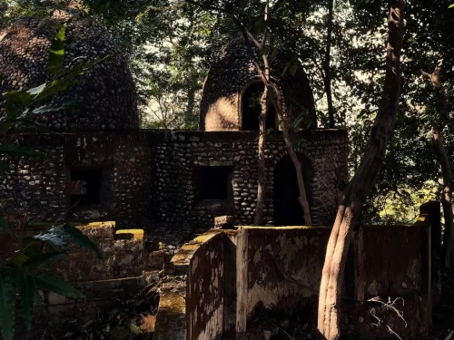 The Beatles Ashram Rishikesh abandoned Chaurasi Kutia meditation domes in Rajaji Tiger Reserve forest