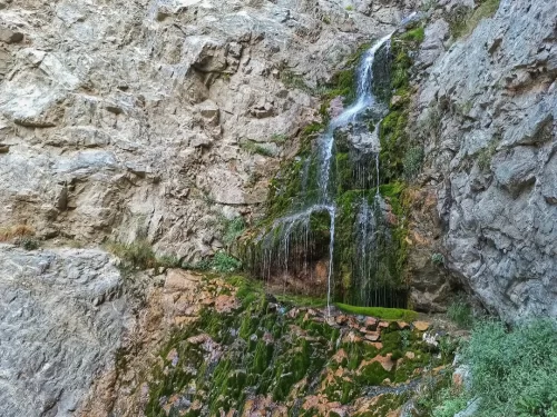 Turtuk Waterfall, scenic natural waterfall in Turtuk village near Nubra Valley, Ladakh India.