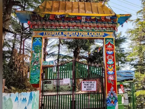 Tushita Meditation Centre Dharamshala entrance gate in McLeod Ganj Himachal Pradesh