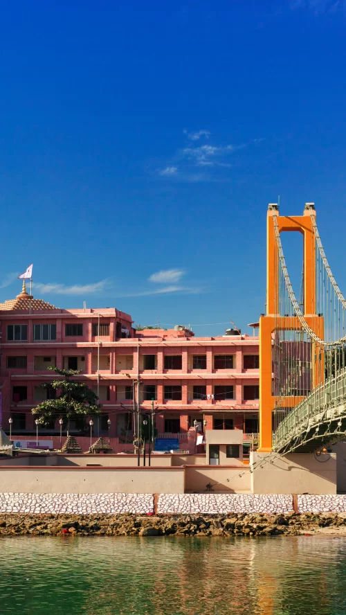 Sudama Setu bridge in Dwarka Gujarat spanning across the Gomti River near Dwarkadhish Temple a key pilgrimage attraction included in Gujarat tour packages