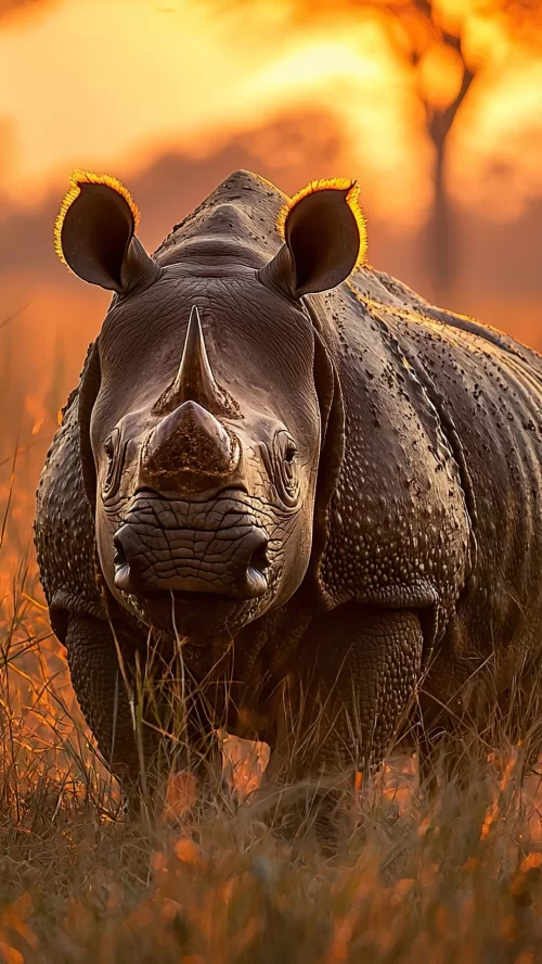 Close up of one horned rhinoceros in Kaziranga National Park Assam during golden sunset highlighting iconic wildlife in Assam tour packages