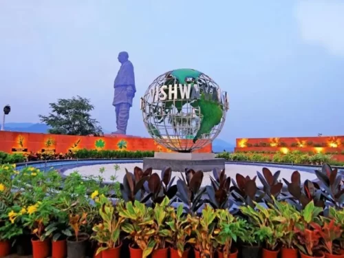 Vishwa Van Kevadia, themed global garden near Statue of Unity, scenic eco-tourism attraction in Gujarat with landscaped greenery.